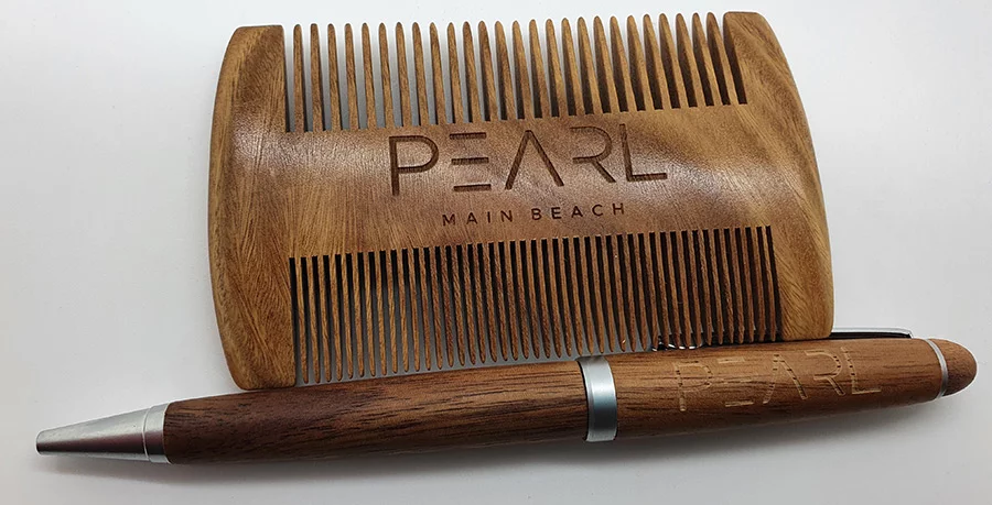 engraved wooden comb